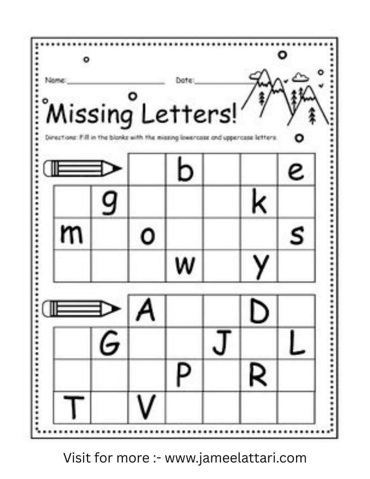 FREE Missing Letters Worksheet for Kids