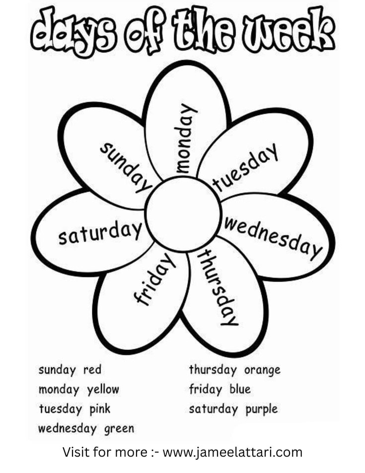 Days of the Week Flower Coloring & Learning Activity