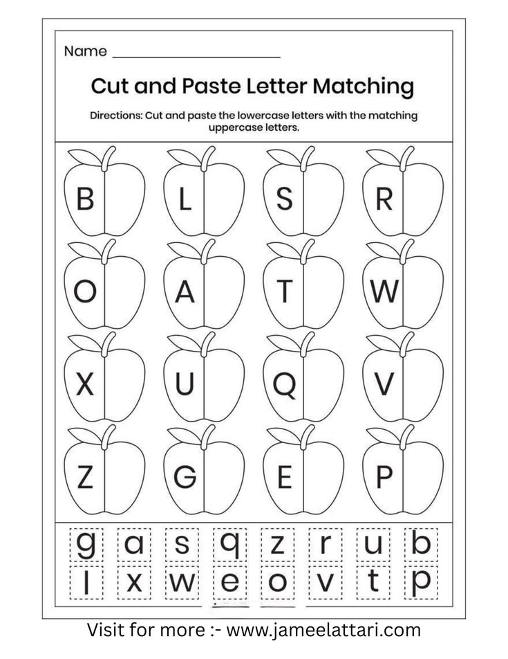 Uppercase and Lowercase Letters Matching Worksheet